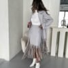 Fringe Wool Skirt (Gray)