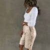 Fringe Shorts (Beige)