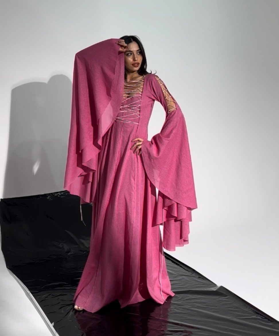 Lace-up Kaftan- pink - Image 2