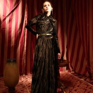 Golden wrinkled kaftan